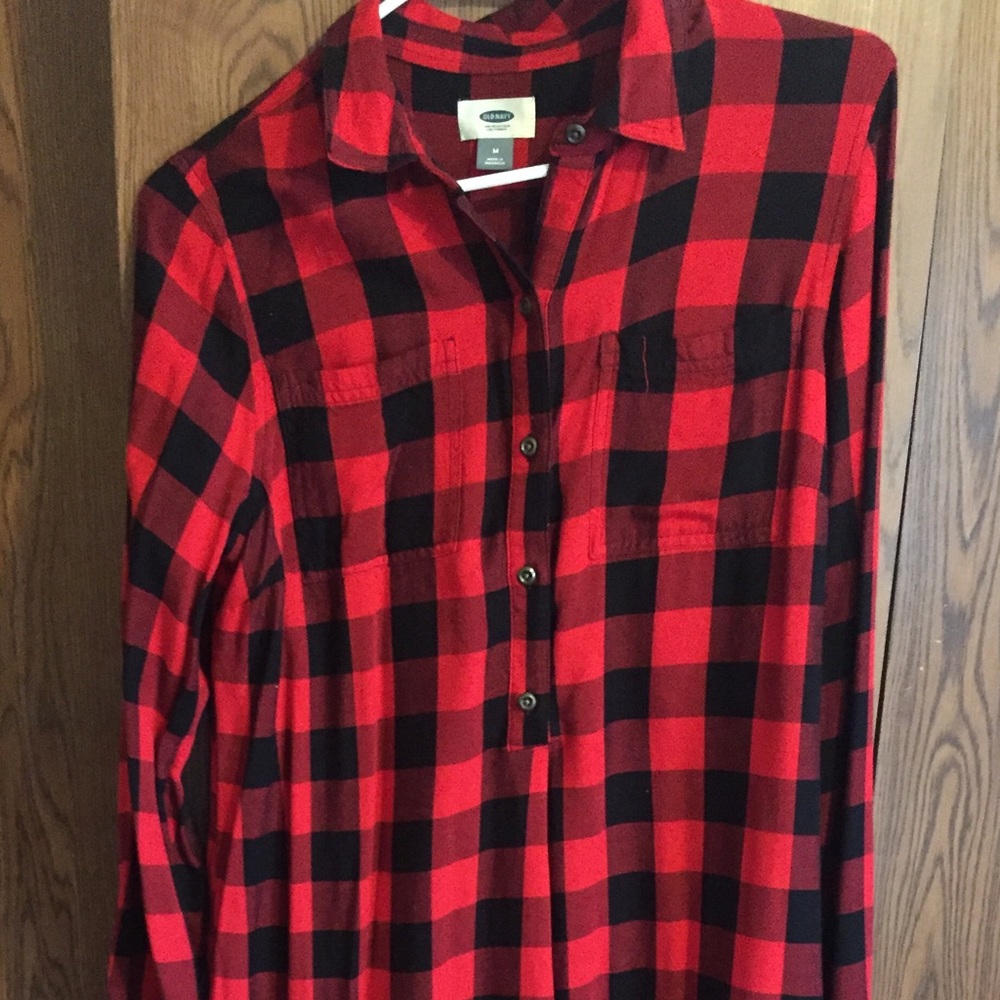 Old navy red plaid flannel dress